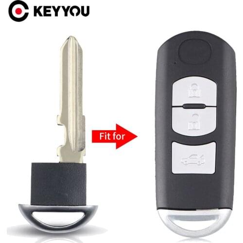 KEYYOU For Mazda Emergency Key Blade Smart Insert Key For Mazda 3 5 6 CX-5 CX-7 CX-9 MX-5 Miata RX-8 2006-2013 Replacement