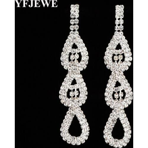 YFJEWE New Crystal Long Earrings for Women Fashion Rhinestone Best Gift for Bridal Wedding Jewelry Drop Earring Pendant E404