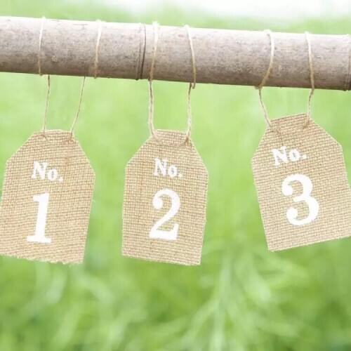 NO.1 to NO.10 jute Hessian burlap Table Number table cards rustic wedding decoration centerpieces mint green party supplies
