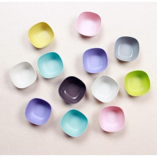 100pcs Pure Color Square Shaped Fruit Snack Bowls Small Mini Bamboo Fiber Bowl Kitchen Tableware Wholesale W0264