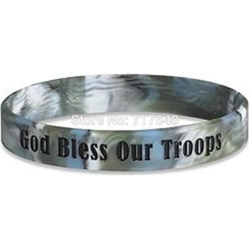 200pcs God Bless Our Troops wristband silicone bracelets free shipping by FEDEX