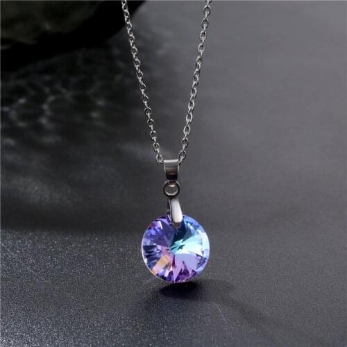 2021 New CZ Crystal Pendant Fashion Lady Bohemian Style Stainless Steel Clavicle Chain Charm Lady Eternal Engagement Jewelry