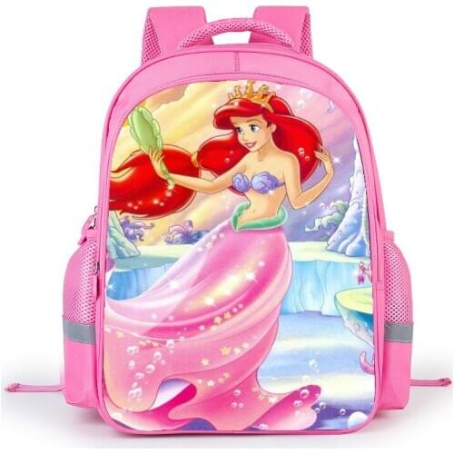 Disney Cartoon Backpack Little Mermaid Ariel Princess Kids School Bag Fairy Tale Book Bags for Teen Girls mochila Bolsa