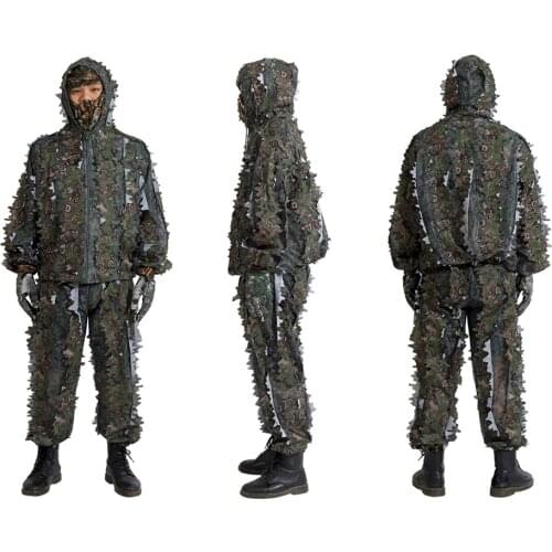 Outdoor 3D Ghillie Suit Camouflage Clothes Jungle Suit CS Training Leaves Leaf-Shaped Clothing Hunting Suit Pants Unisex Clother