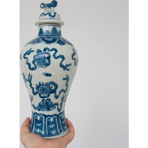 Ceramic temple Jar Jingdezhen Ceramic Antique Tabletop Handmade Antique Collection decorative Porcelain Ginger jar
