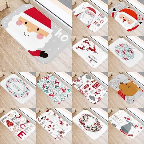 Cartoon Santa Claus Pattern 40*60 Kitchen Entrance Door Mat Coral Velvet Carpet Doormat Indoor Floor Mats Anti-Slip Rug 48092