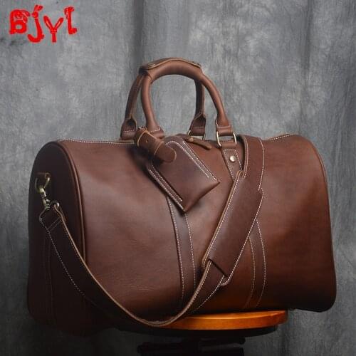 Mens Travel Bag Men Simple Large-capacity Handbag Luggage Bags Top Layer Cowhide New Business Travel Short-distance Travel Male