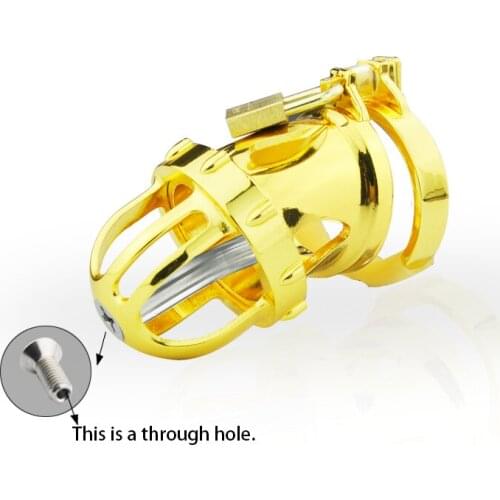 24k Gold Plating Male Chastity Device,Cock Cage,Penis Ring,Mens Virginity Lock,Chastity Belt,Adult Game,Cock Ring,A198