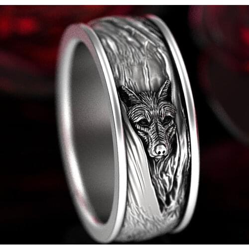 Bohemian Retro Zircon Wolf Rings for Men Women Popular Fashion Male Engagement Birthday Hip Hop Rock Culture Animal Ring Jewelry