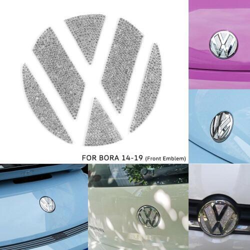 Diamond Bling Rhinestone Front Emblem Badge Sticker Decor for VW Volkswagen Bora 2014-2019