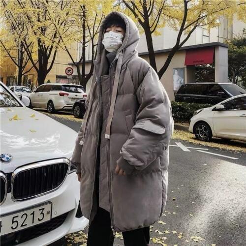 2020 new hooded heavy padded jacket loose fashion casual robe mens heavy padded jacket 3 colors