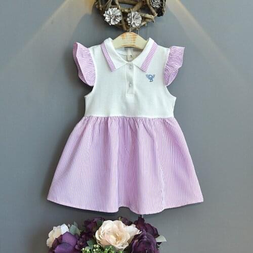 Toddler Girl Kids Clothes Kids Dresses for Girls Summer New Girls Short-sleeved Casual Striped Dress Wholesale Clothing