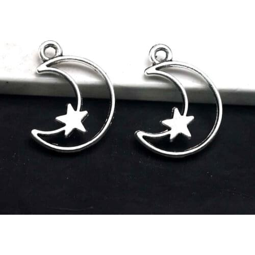 10/20pcs DIY Alloy Jewelry Accessories 18mm Moon Star Pendant Necklace Apparel Gift Bag Bookmark Material Pendant