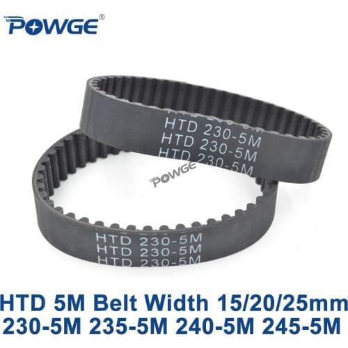 POWGE HTD 5M Timing belt C=230/235/240/245 width 15/20/25mm Teeth 46 47 48 49 HTD5M synchronous Belt 230-5M 235-5M 240-5M 245-5M