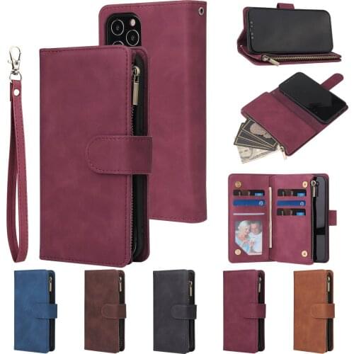 Luxury Flip Wallet Case For iPhone 12 11 Pro Max Mini X XS Max XR 6 6s 7 8 Plus SE Funda Stand Cards Holder Cover Zipper Coque