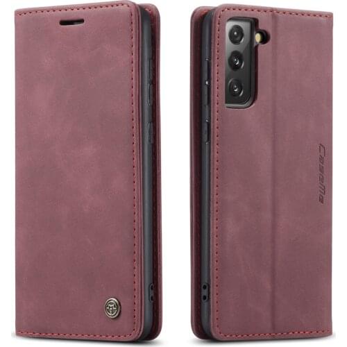 Luxury Durable Leather Cover For Samsung Galaxy S21 FE Case Magnetic Flip Cover S21 Plus Cases Stand Protective Cover