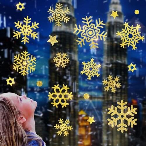 Christmas Decoration Electrostatic Color Snowflake Stickers Window Glass Stickers Santa Claus Elk Scene Layout Stickers