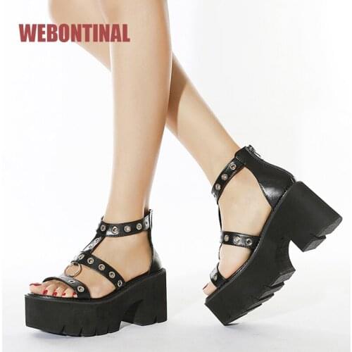 Summer Roman Metal Shoes Women Sandals Casual Thick Soles Sandles Wedge Square Heels Fashion Platform Female Sandalias