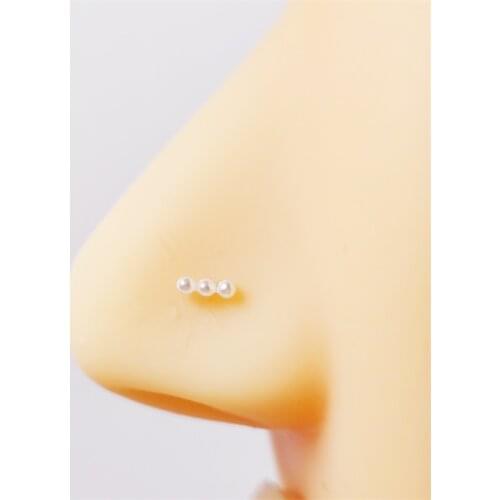 925 Sterling Silver pearl nose Stud bone nostril piercing 24G Nose Piercings Jewelry 20pcs/pack