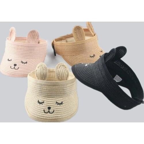 Lovely Smile Summer Empty Top Wide Brim Straw Visor Cap For Baby Props Kids Child Adjustable Cute Sun Hat For Boys