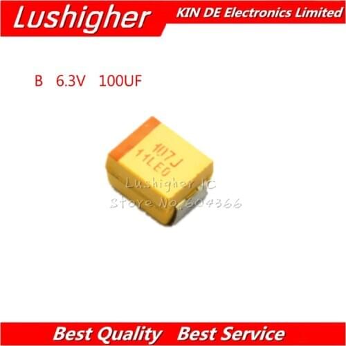 10pcs B 3528 100uF 6.3V 107J 107 SMD Tantalum Capacitor