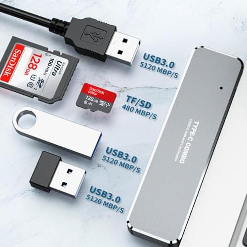 Type C USB 3.0 to 4K HDMI USB 3.0 SD TF Card Reader 5 in1 Hub Adapter USB extender For Laptap PC