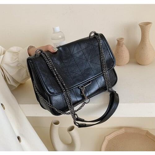 Vintage Leather Crossbody Bags For Women 2020 Chain Small Shoulder Simple Female Solid Color Handbags