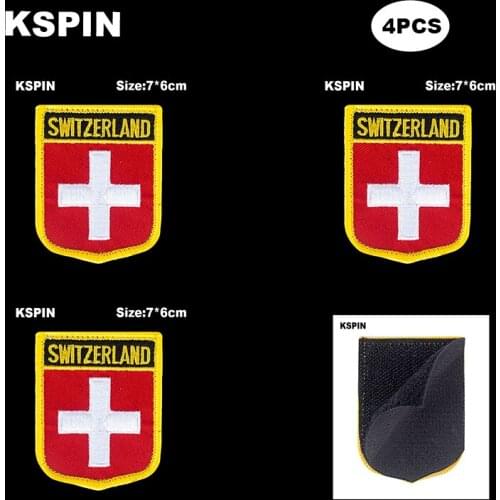 National Flag Patch Hook Loop Switzerland Badges Armband 3D Stick on Jacket Backpack Stickers
