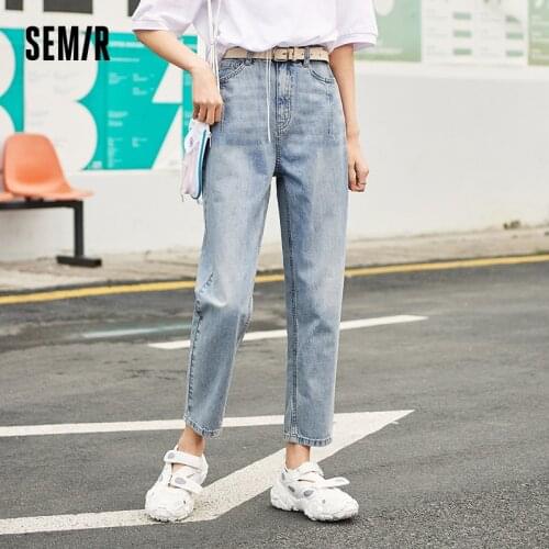 SEMIR Jeans Women Loose Straight Pants 2021 Spring New Cropped Pencil Pants Woman Slim Daddy Pants Streetwear