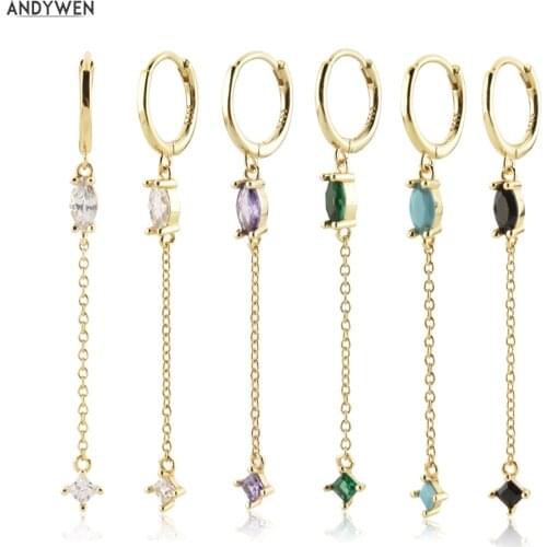 Andywen 100% 925 Sterling Silver 8.5mm Ovals Chain Circle Drop Earring Piercing Pendiente 2021 Women Wedding Fine Jewelry