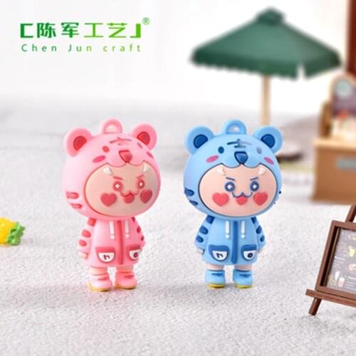 ZOCDOU 1 Piece Cartoon Cute Tiger Small Statue Little Figurine Crafts Figure Ornament Miniatures