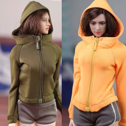 1/6 Scale Female Soldier Jacket Hoodies Coat Sports Clothes Model for 12in Phicen Tbleague Action Figure Toy