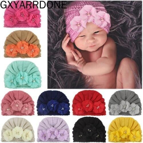 1pcs 2019 New Baby Girls Pearls Flower Hollow Out Hat Headwear Hardness Cap Hat Keep Warm Casual Comfortable Gorro De Bebe