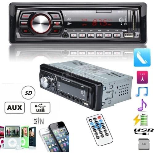 10Pcs/Lot Car In-Dash Radio Stereo Audio FM AUX Input Receiver MP3 Radio Player USB/SD/MCC Model 1044 (Color: Black)
