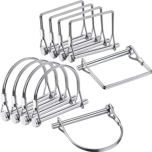10 Pieces Shaft Locking Pin Safety Coupler Pin 1/4 Inch Diameter in 2 Shapes of Square and Arch (Silver)