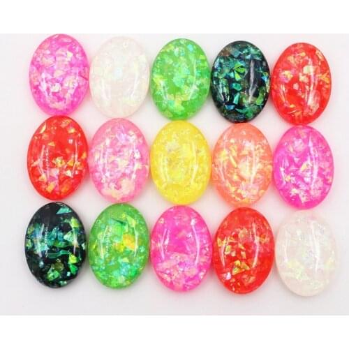 13x18mm 40pcs/Lot New Fashion Mix Color Built-in metal foil Flat back Resin Cabochons Cameo V7-08