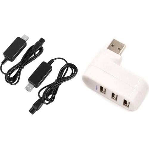 1X For Laptop For PC Hub USB Rotate Splitter Mini Adapter 3 Ports White & 2 Piece USB Plug 15V 15W HQ850 Charger Adaptor