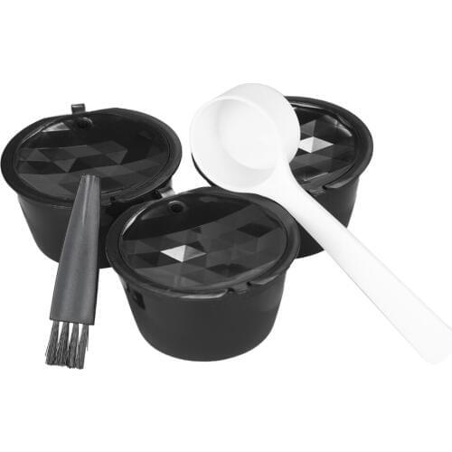 3pcs/set Coffee Capsule Dolce Gusto Coffee Filter Reusable Dolce Gusto Coffee Capsule with Spoon and Brush