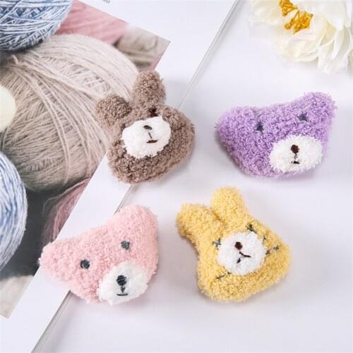 10Pcs/Lot Cute Cartoon Bear Doll For Kids Hair Clip Accessories Plush Rabbit Appliques For DIY Cloth Hat Handbag Brooch Socks
