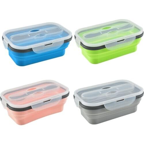 900ml Portable Healthy Material Lunch Box Foldable Silicone Bento Boxes Microwave Dinnerware Food Storage Container Foodbox