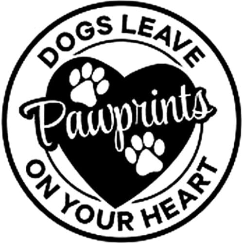 Car Sticker with Paw Marks on The Dog, Funny and Cute PVC Car Decoration Accessories Decals, Creative Black/white,16cm*16cm
