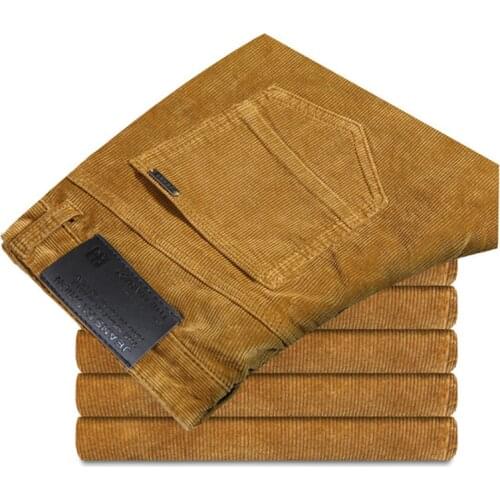 High Quality 4 Colors Autumn Winter New Mens Straight Corduroy Casual Pants Business Fashion Thick Stretch Brand Trousers