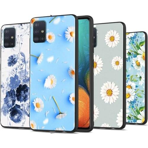 Daisy Flower Phone Case For Samsung Galaxy A72 A32 A71 A91 A51 A42 A41 A31 A21s A02s 5G Soft Cover Black Shell TPU Capa Silicon