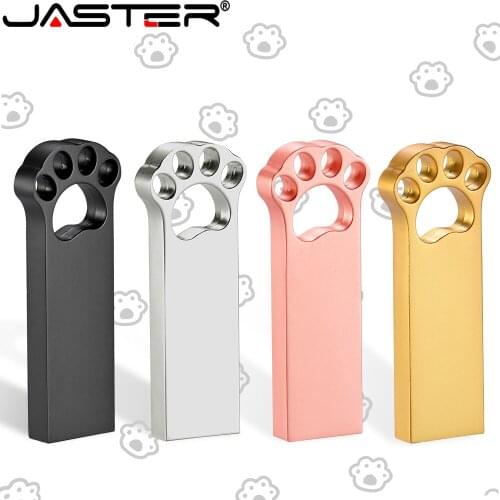 JASTER Usb Flah Drive USB2.0 Cute Paw Metal Pendrive 4GB 8GB 16GB 32GB 64GB U Disk Memory Stick 10PCS Free Custom Logo