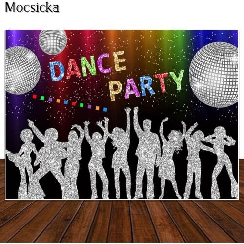 Vintage 70s Disco Decoration BackdropShining Neon Dancer Photography Background Glow Grazy Birthday Banner Photo Booth Props