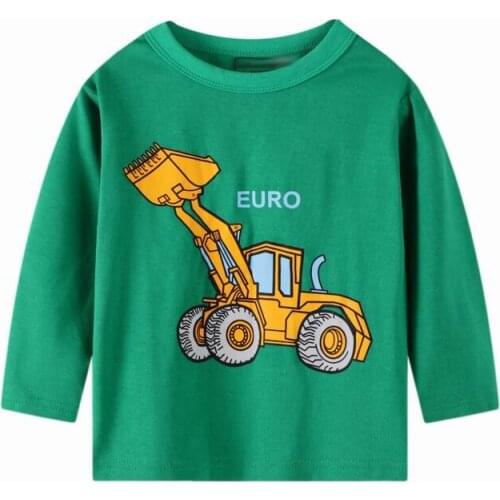 Jumping Meters Fashin Boys Spring Autumn Cotton Toddler Baby Excavator Pattern Tops Long Sleeve T-Shirt Casual Clothing 2-7Years