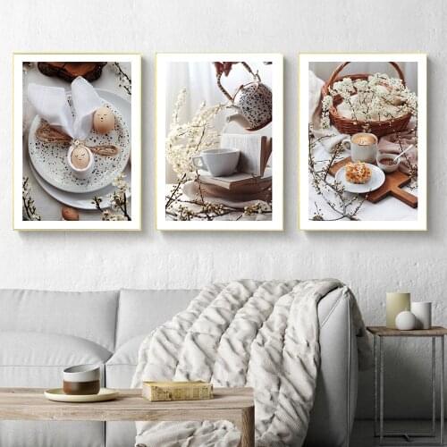 Tea Bread Egg Food Canvas Painting Modern Wall Art Picture for Kitchen Decor Nordic Posters and Prints Home Decoracion Para Sala