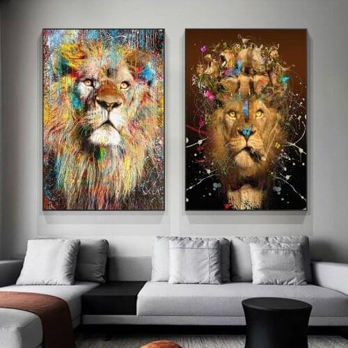 Animal painting Lion wolf horse bulldog monkey Wall Art Canvas Painting Posters Prints Wall Pictures For Living Room Home Decor