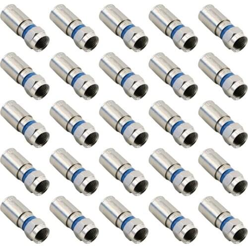Compression RG6 F Connector Coax Coaxial Adapter Plug for Satellite & Cable TV (25 Pack) CNIM Hot