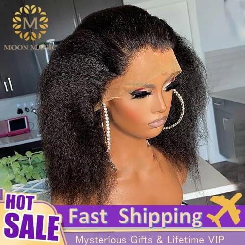 Kinky Straight Wig Short Bob Wig Lace Front Human Hair Wigs Yaki 13x4 Lace Frontal Wig Bob Lace Front Wigs 360 Lace Wigs Women